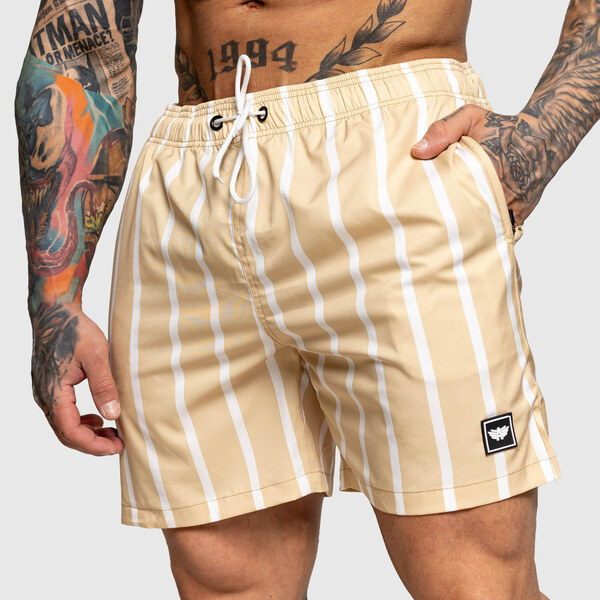 Pánske plavkové šortky Iron Aesthetics Boardwalk, béžové 63981687