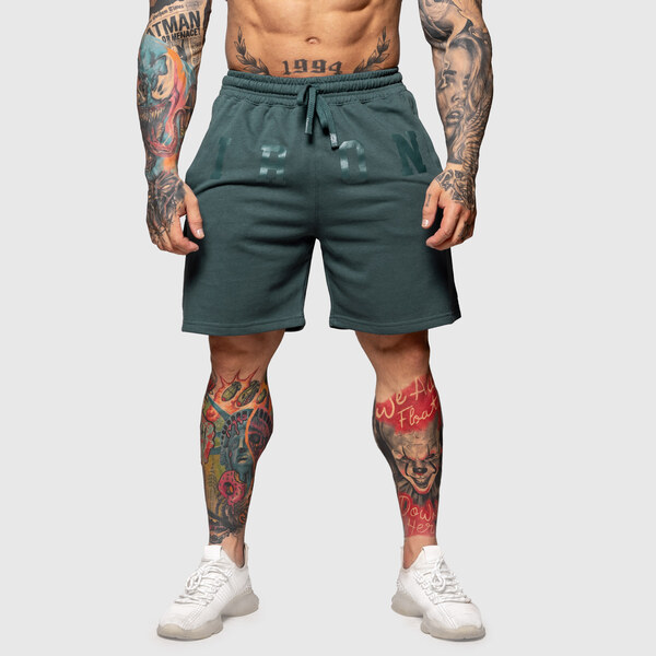 Teplákové kraťasy Iron Aesthetics College, zelené 63598418