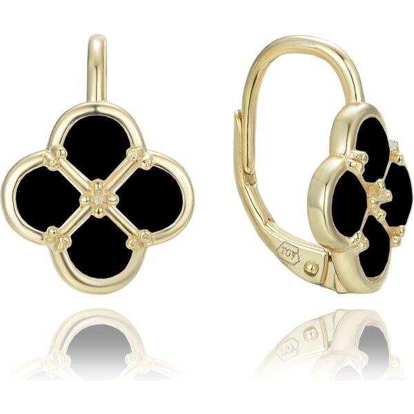 Olivie Pozlátené strieborné náušnice s čiernou perleťou TALIS 64919573