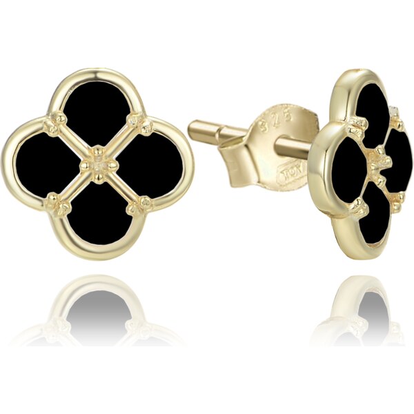 Olivie Pozlátené strieborné náušnice s čiernou perleťou TALIS 64919574