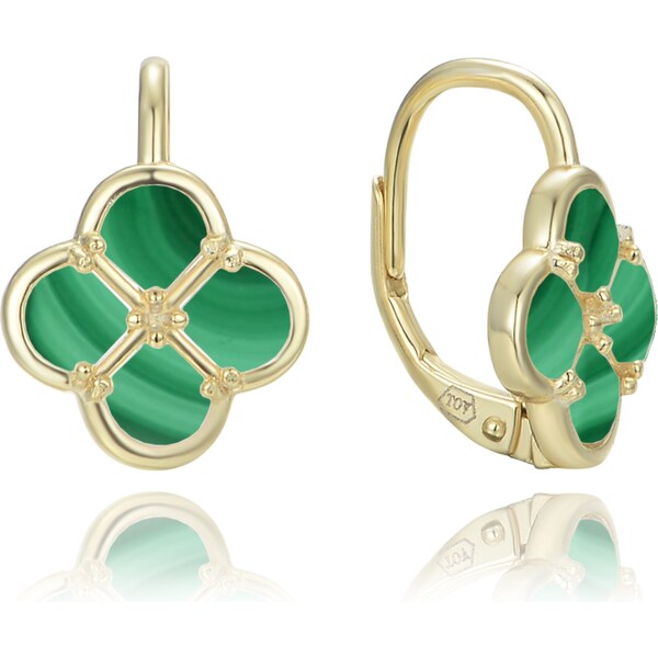 Olivie Pozlátené strieborné náušnice s malachitom TALIS 64919575