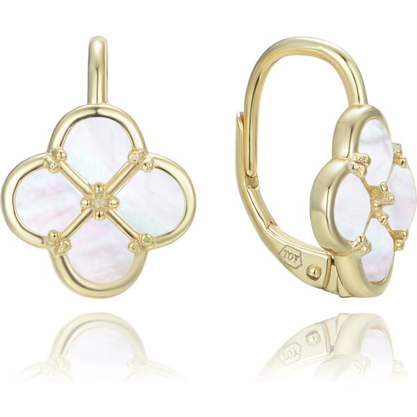 Olivie Pozlátené strieborné náušnice s bielou perleťou TALIS 65407763