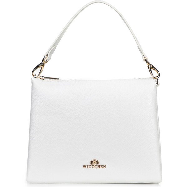 Wittchen Dámska trojpriehradková crossbody, hnedá koža, biela 100-4E 66066809