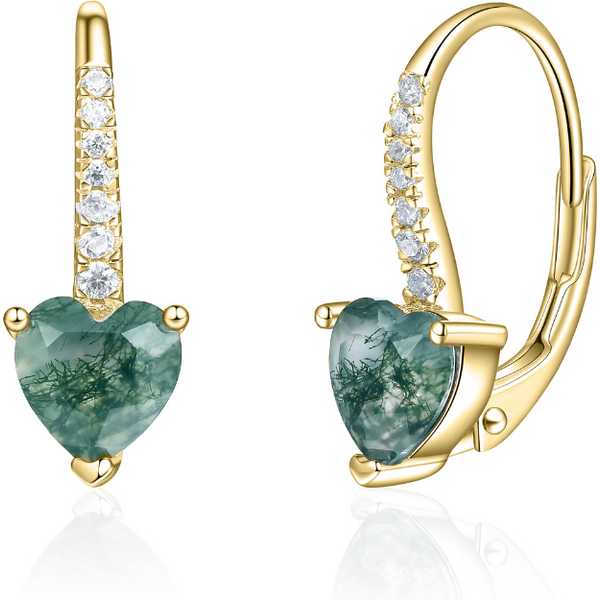 Olivie Strieborné náušnice MECHOVÝ ACHÁT GOLD 9552 64818342