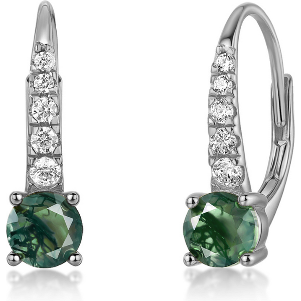 Olivie Strieborné náušnice MECHOVÝ ACHÁT 9555 64805000