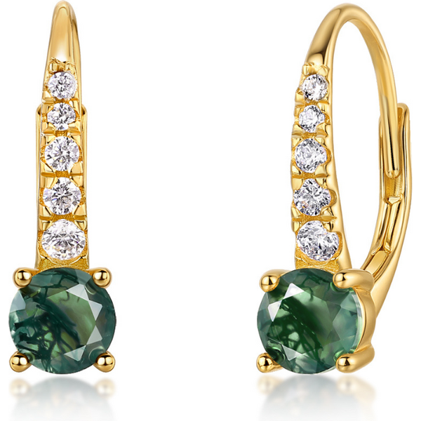 Olivie Strieborné náušnice MECHOVÝ ACHÁT GOLD 9556 64805001