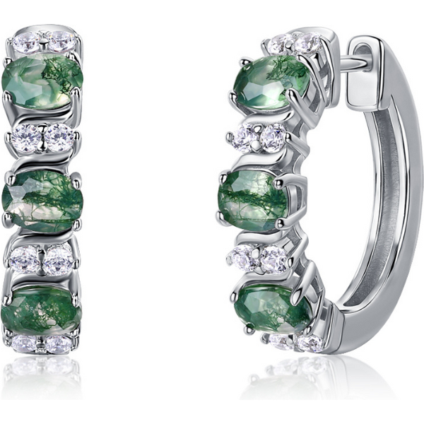 Olivie Strieborné náušnice MACHOVÝ ACHÁT 9558 64243558