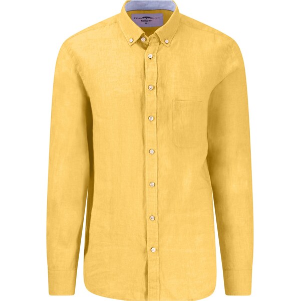 Pánska žltá ľanová košeľa FYNCH-HATTON casual fit 63677826