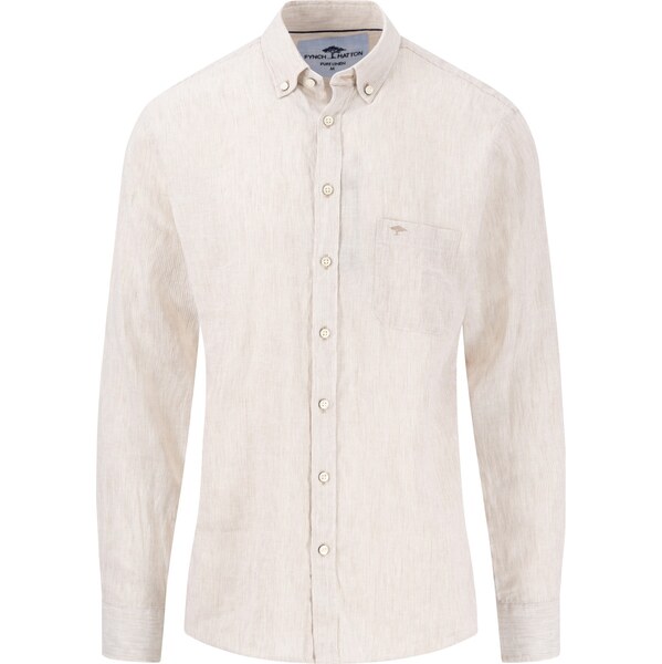 Pánska béžova ľanová košeľa s jemným prúžkom FYNCH-HATTON 63677829