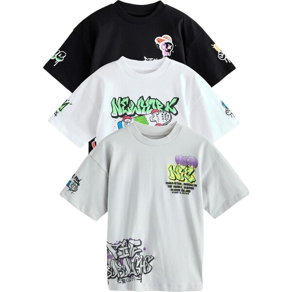 Next Tričko sivá / zelená / čierna / biela 64488200