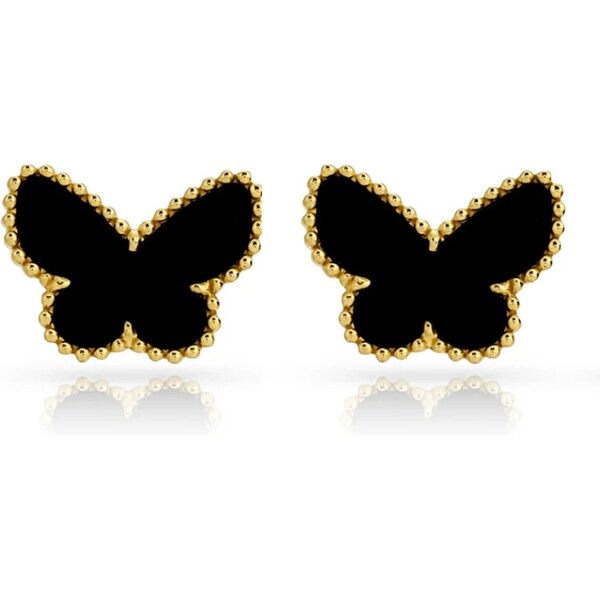 MAJYA Strieborné náušnice LUCKY AMELIE black pozlátené 11826 64582786