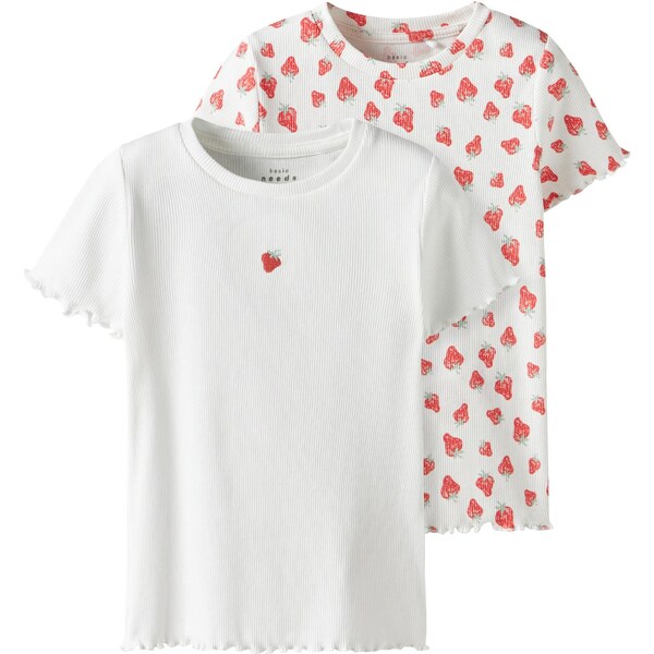 NAME IT Tričko NMFVEMMA zelená / čerešňová / biela 63116165