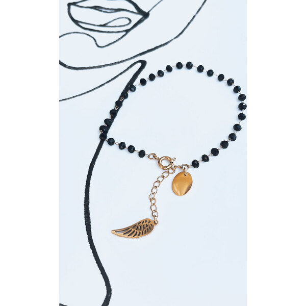 BASIC Čierno-zlatý náramok FREE TIME LY0095 44265782