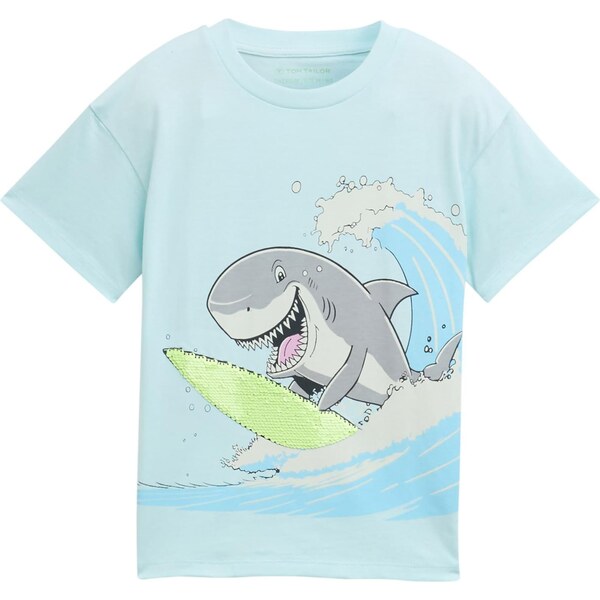 TOM TAILOR Tričko azúrová / svetlomodrá / sivá / jablková 63694519