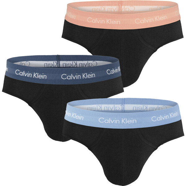 Calvin Klein - slipy 3PACK cotton stretch black with vintage blue 63701379