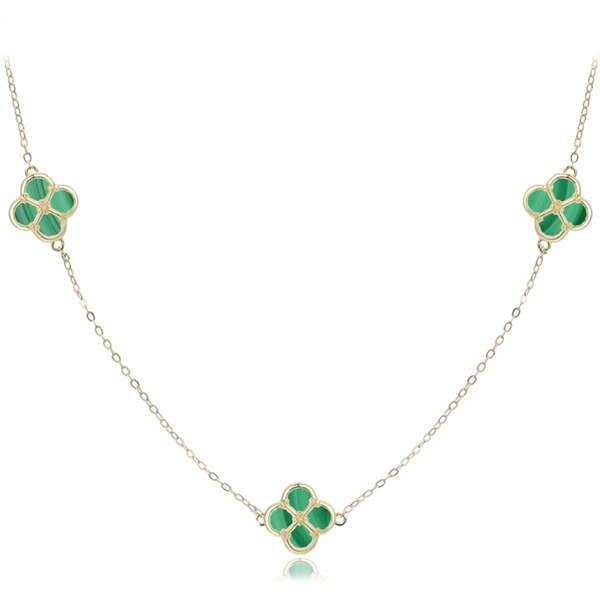 Olivie Pozlátený strieborný náhrdelník s malachitom TALIS 64919584