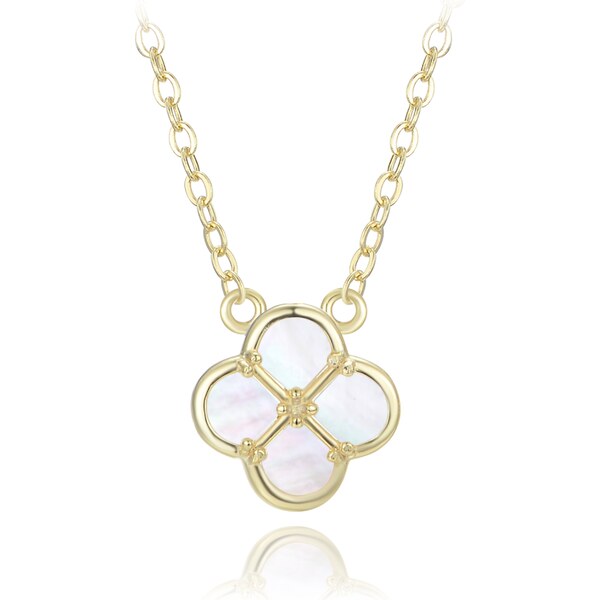 Olivie Pozlátený strieborný náhrdelník s bielou perleťou TALIS 64919577