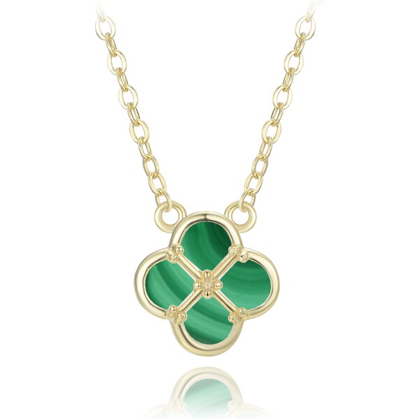 Olivie Pozlátený strieborný náhrdelník s malachitom TALIS 64919579