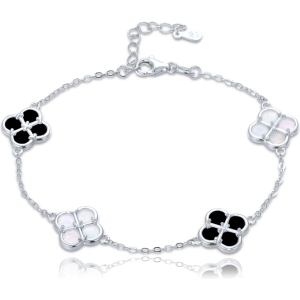 Olivie Strieborný náramok s bielou a čiernou perleťou TALIS 65279377