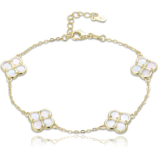 Olivie Pozlátený strieborný náramok s bielou perleťou TALIS 65279371