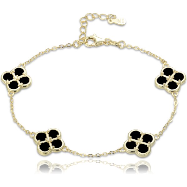 Olivie Pozlátený strieborný náramok s čiernou perleťou TALIS 65279372