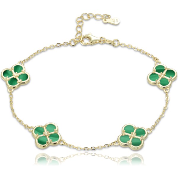 Olivie Pozlátený strieborný náramok s malachitom TALIS 64919586