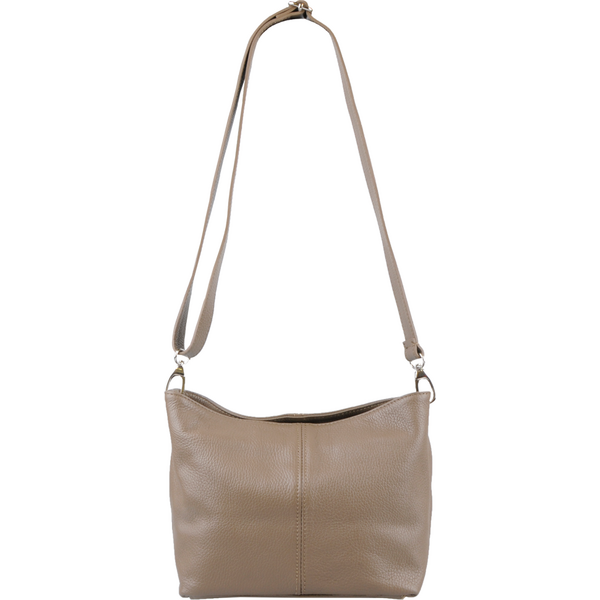 Hnedá kožená talianska crossbody kabelka Batilda Taupe Scura 63702905