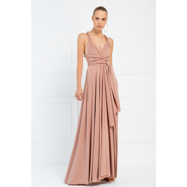 miadresses.sk Béžové dlhé šaty na viazanie 63703668