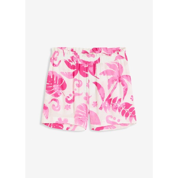 bonprix Potlačené šortky zo štruktúrovanej viskózy, farba biela 63704058