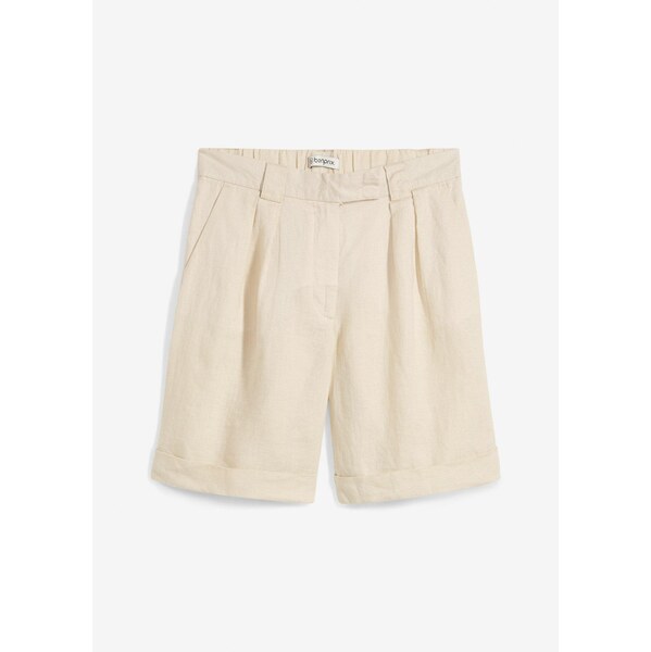 bonprix Bermudy z čistého plátna, farba béžová 63704061