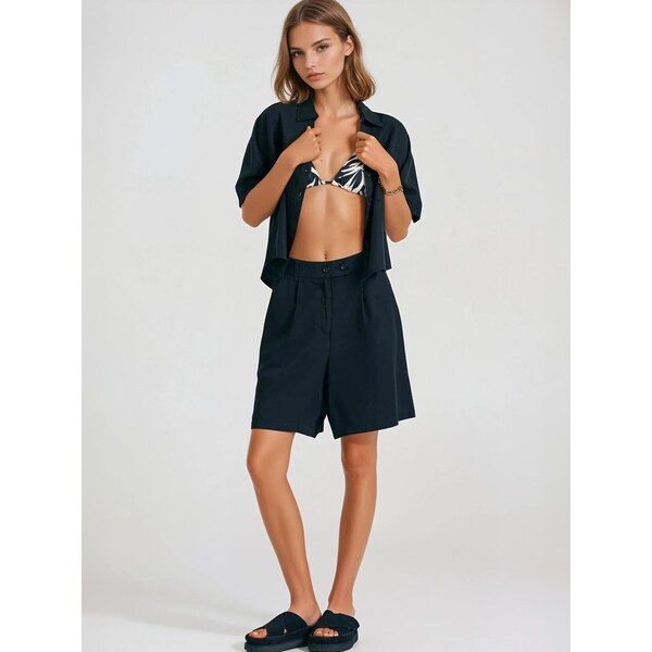 Funky Buddha Plisované nohavice čierna 65905376