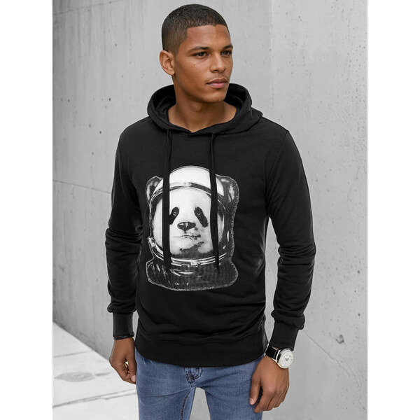 BASIC Čierna pánska mikina s pandou BX5130 29265669