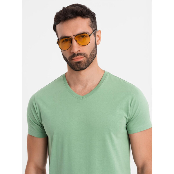 Ombre BASIC mens cotton classic tee with v-neck - green 64793243