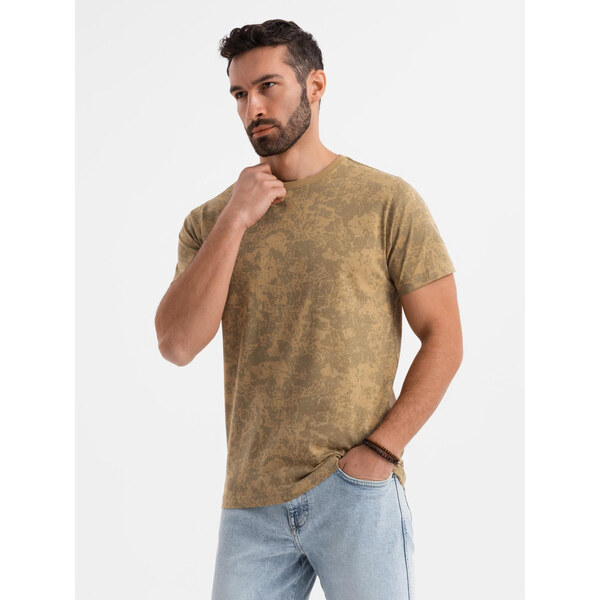 Ombre Mens patterned cotton short-sleeved T-shirt - olive 64793263