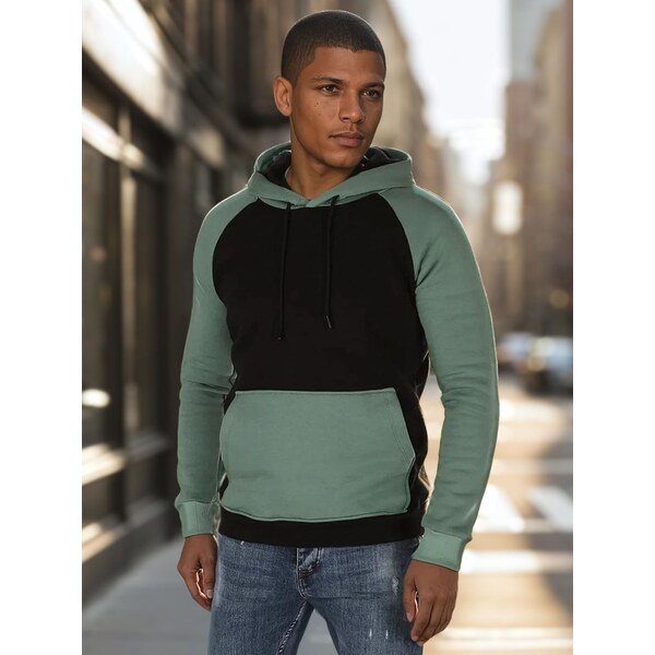 Dstreet Jedinečná čierno/zelená mikina s kapucňou 63717735