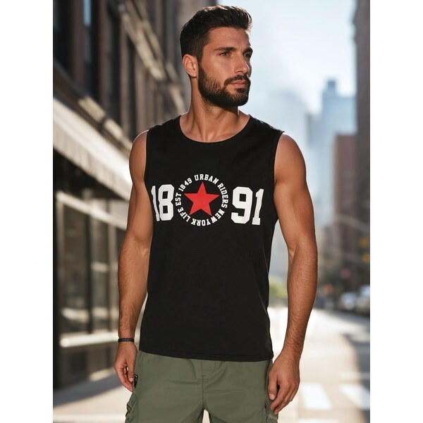 Dstreet Originálne čierne pánske tielko s potlačou 63717739