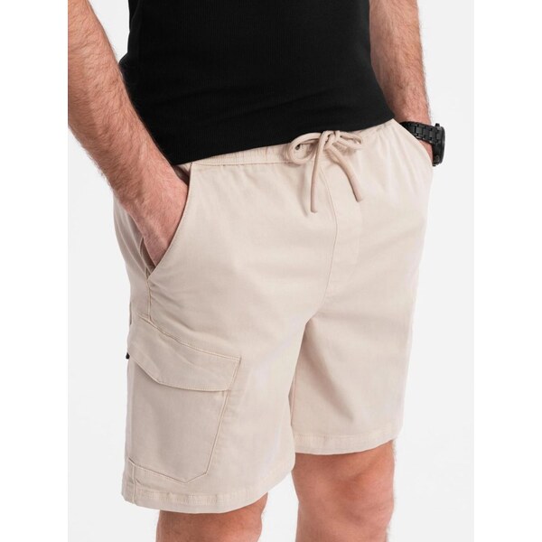 Ombre Clothing Voľnočasové krémové kapsáčové kraťasy V1 SRCG-0194 63774238