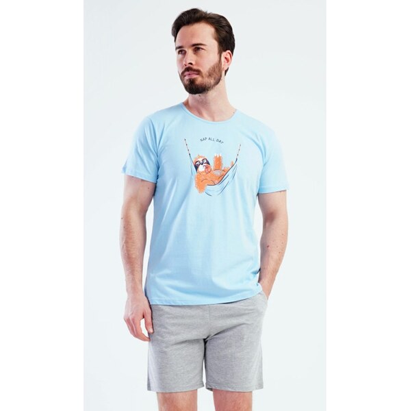 Svetlomodré krátke pánske pyžamo Leňochod 63751016