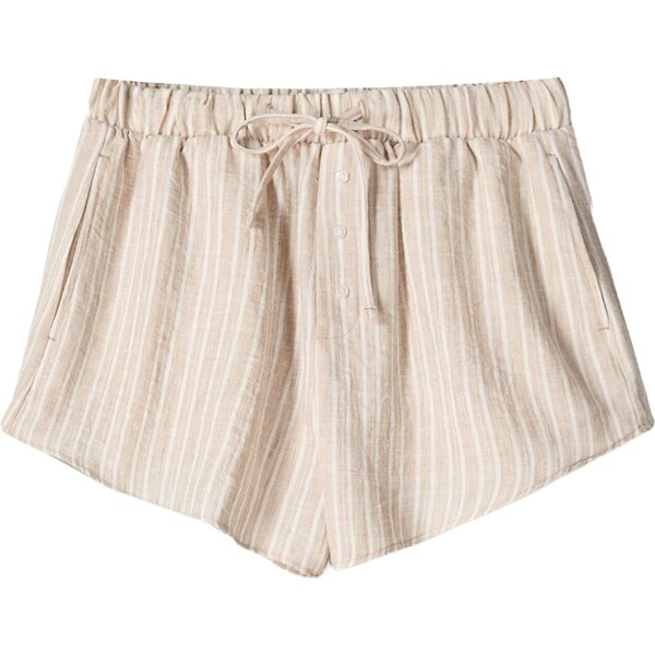 Bershka Nohavice pastelovo oranžová / biela 64427915