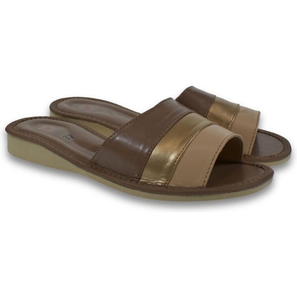 JOHN-C Dámske luxusné hnedé papuče DONA 63730463