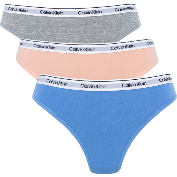 CALVIN KLEIN - nohavičky 3PACK Icon logo stretch cotton glacier & gray 63731171