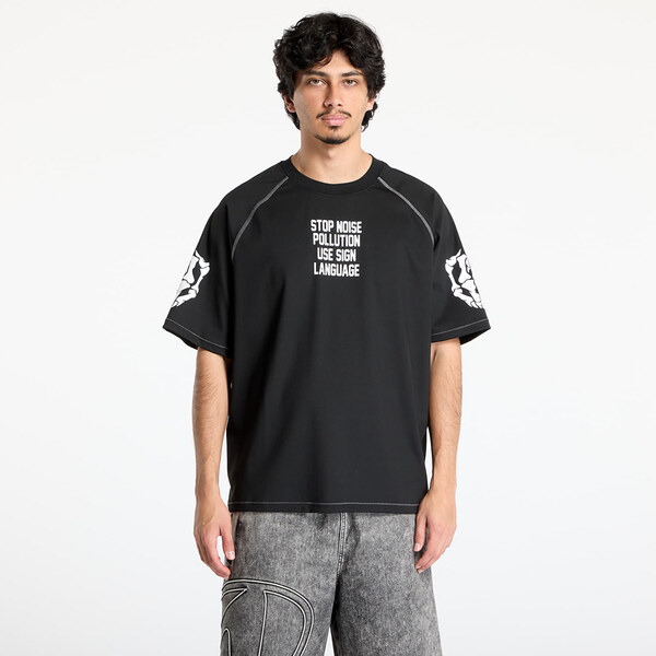 Tričko PLEASURES Pollution Boxy Raglan Black XL 63744339