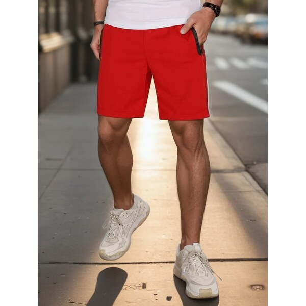 Dstreet Pánske červené kraťasy s vreckami na zips 63774249