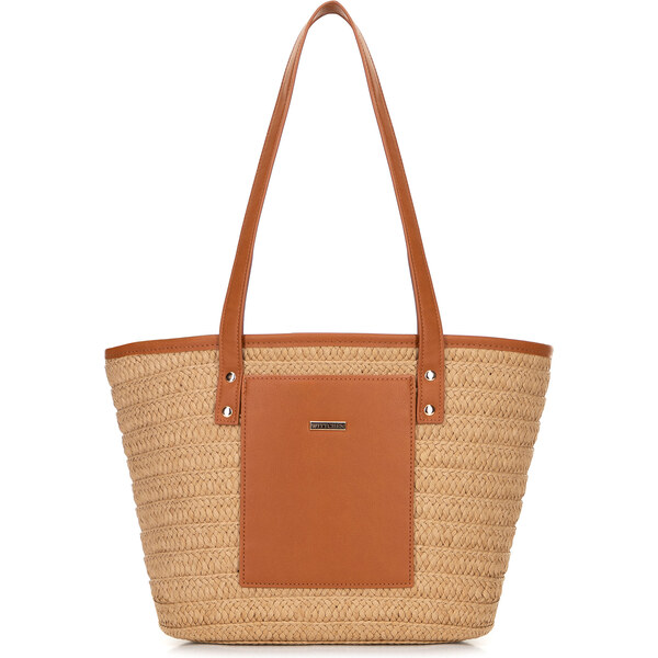 Wittchen Dámsky tkaný papierový slamený košík béžovo-hnedý 100-4Y-906 66066867