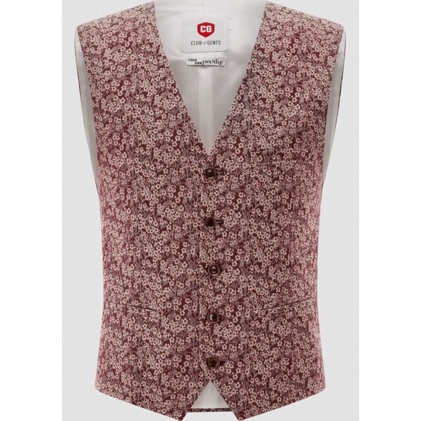 Pánska bordová kvietkovaná vesta CLUB OF GENTS slim fit 63753261