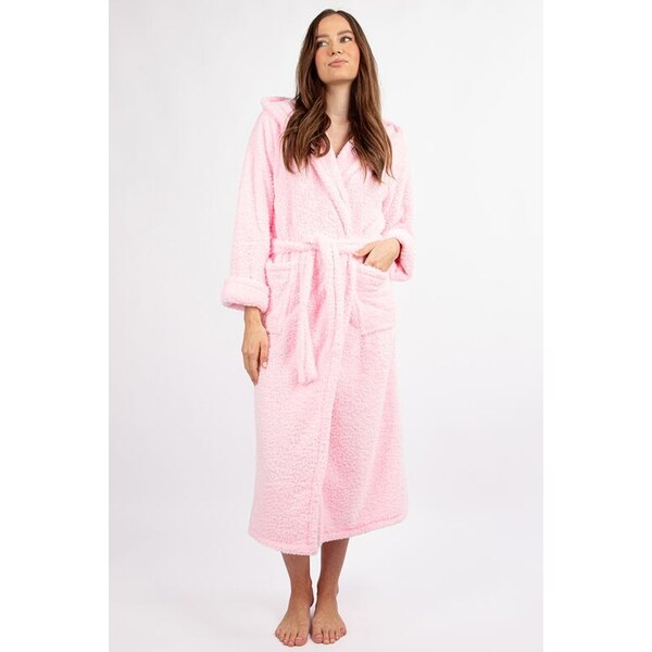 DKaren Dámsky huňatý župan Diana dlhý svetloružový 63762176