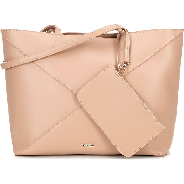 Wittchen Shopperka z imitácie kože s prešívaním béžová 66066543