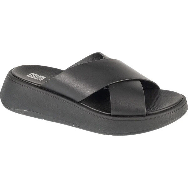 černé dámské pantofle na platformě FitFlop F-Mode Flatform FW5-090 63764104