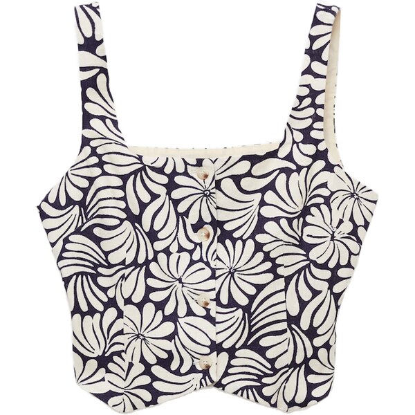 MANGO Top svetlobéžová / námornícka modrá 65878695