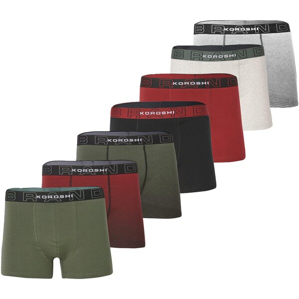 KOROSHI Boxerky kaki / olivová / červená / čierna / biela 64563952